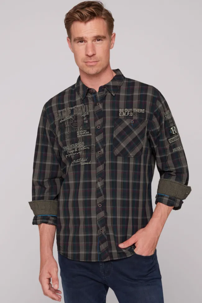 Herren CAMP DAVID & SOCCX Karohemd mit Label-Applikationen