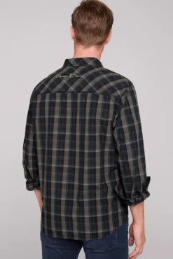 Herren CAMP DAVID & SOCCX Karohemd mit Label-Applikationen