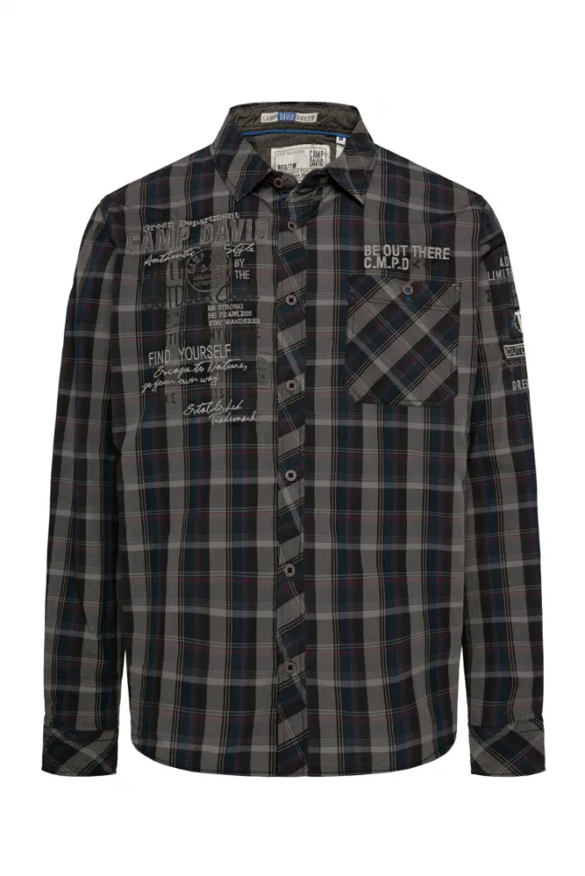 Herren CAMP DAVID & SOCCX Karohemd mit Label-Applikationen