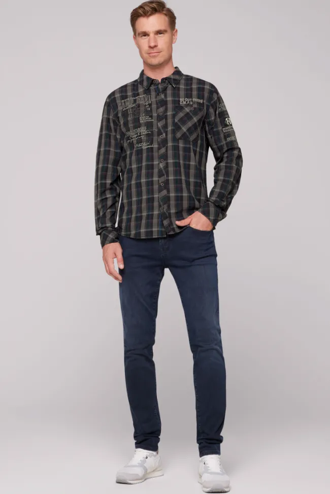 Herren CAMP DAVID & SOCCX Karohemd mit Label-Applikationen