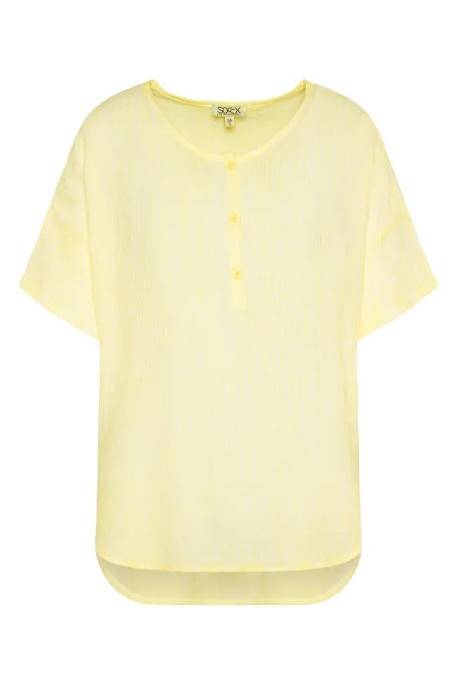 Damen CAMP DAVID & SOCCX Kurzarmbluse mit Crèpe-Struktur faded yellow