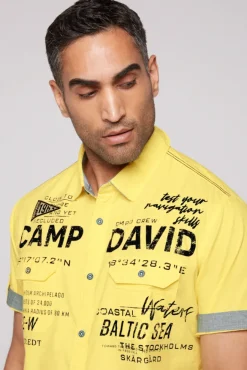 Herren CAMP DAVID & SOCCX Kurzarmhemd mit Klappentaschen und Prints light lime