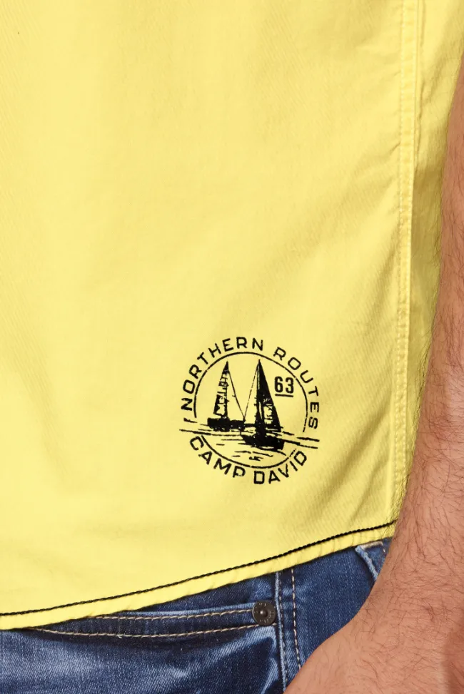 Herren CAMP DAVID & SOCCX Kurzarmhemd mit Klappentaschen und Prints light lime