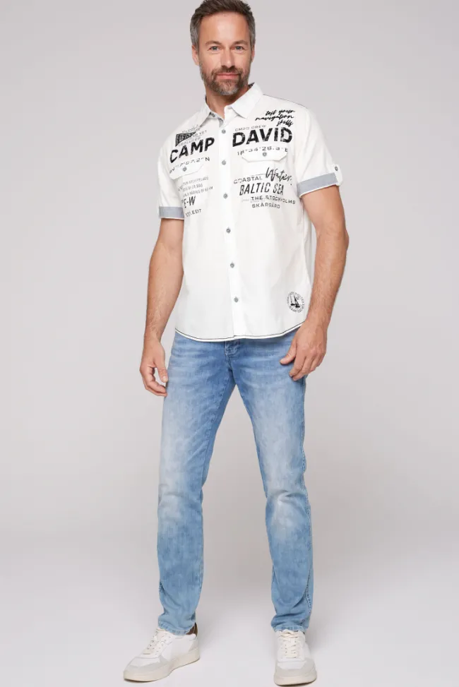 Herren CAMP DAVID & SOCCX Kurzarmhemd mit Klappentaschen und Prints