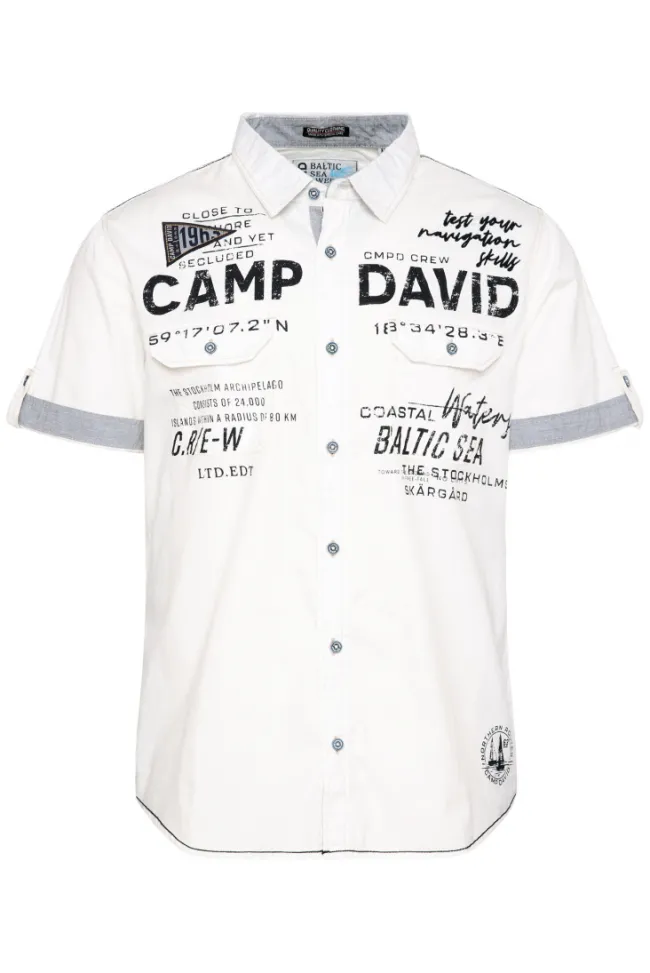 Herren CAMP DAVID & SOCCX Kurzarmhemd mit Klappentaschen und Prints