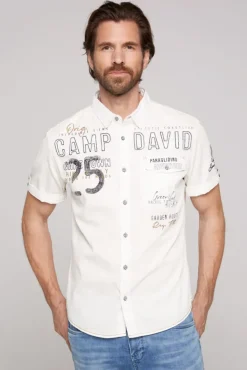 Herren CAMP DAVID & SOCCX Kurzarmhemd mit Logo-Applikationen
