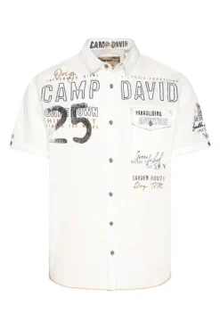 Herren CAMP DAVID & SOCCX Kurzarmhemd mit Logo-Applikationen