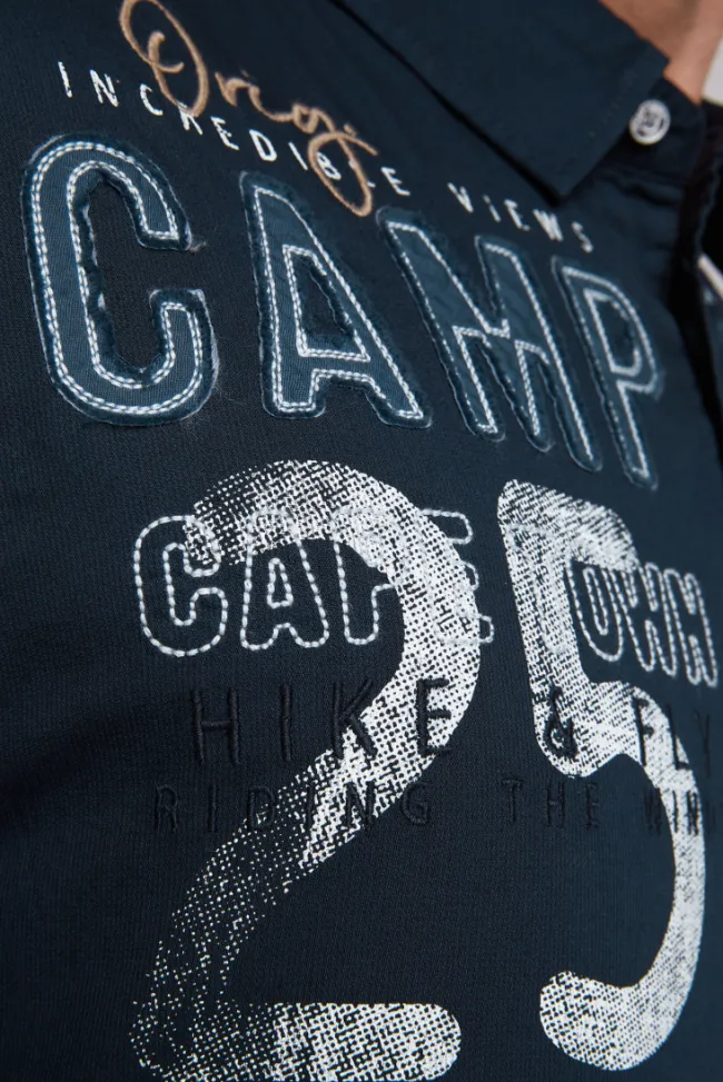 Herren CAMP DAVID & SOCCX Kurzarmhemd mit Logo-Applikationen blue navy