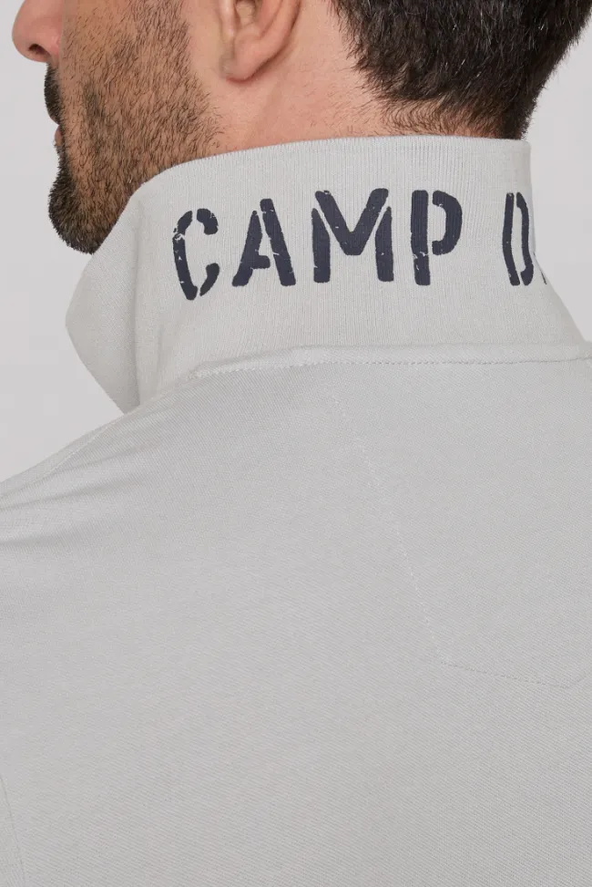 Herren CAMP DAVID & SOCCX Kurzarmpolo aus Pikee mit Label Print cozy blue