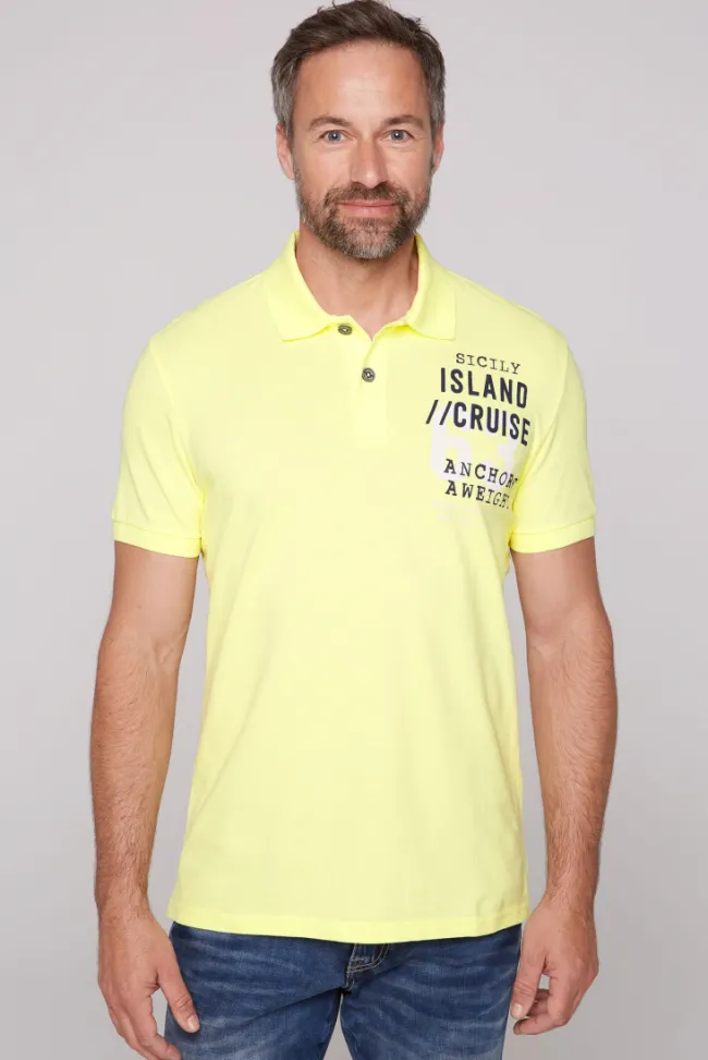 Herren CAMP DAVID & SOCCX Kurzarmpolo aus Pikee mit Label Print
