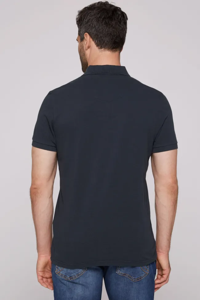 Herren CAMP DAVID & SOCCX Kurzarmpolo aus Pikee mit Label Print classic navy