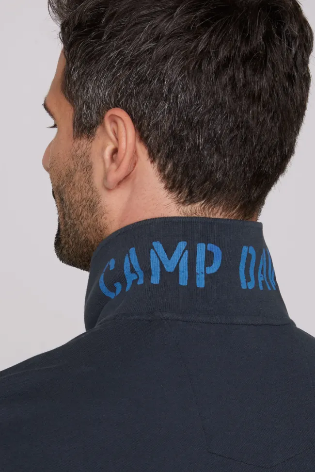 Herren CAMP DAVID & SOCCX Kurzarmpolo aus Pikee mit Label Print classic navy