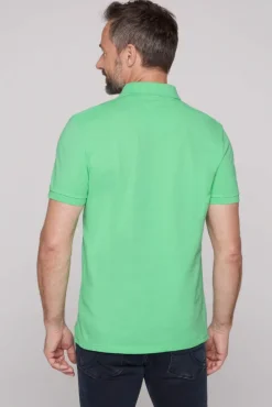Herren CAMP DAVID & SOCCX Kurzarmpolo aus Pikee mit Label Print regatta green