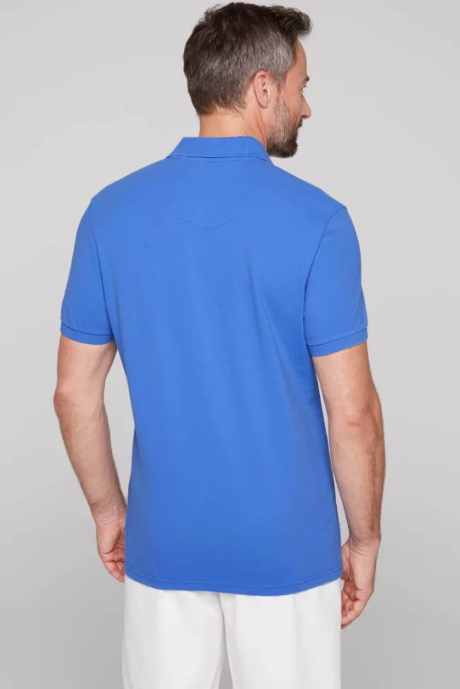 Herren CAMP DAVID & SOCCX Kurzarmpolo aus Pikee mit Label Print deep sky