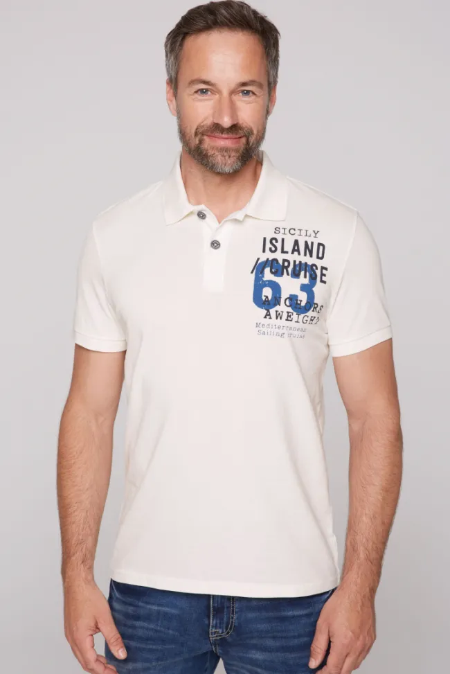 Herren CAMP DAVID & SOCCX Kurzarmpolo aus Pikee mit Label Print