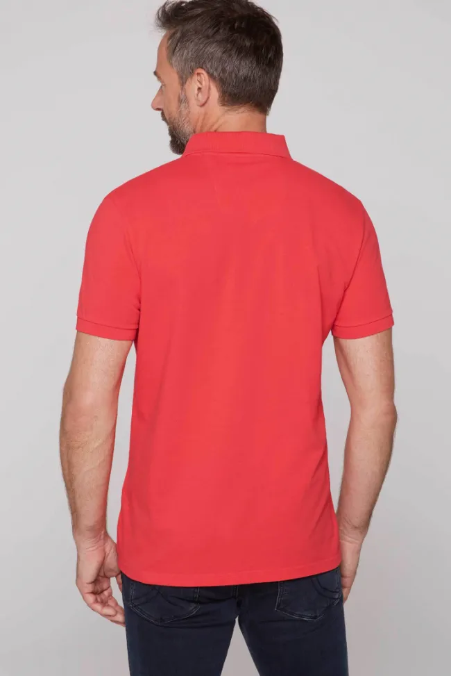 Herren CAMP DAVID & SOCCX Kurzarmpolo aus Pikee mit Label Print skipper red