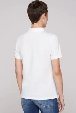Damen CAMP DAVID & SOCCX Kurzarmpolo aus Pikee mit Logo Print