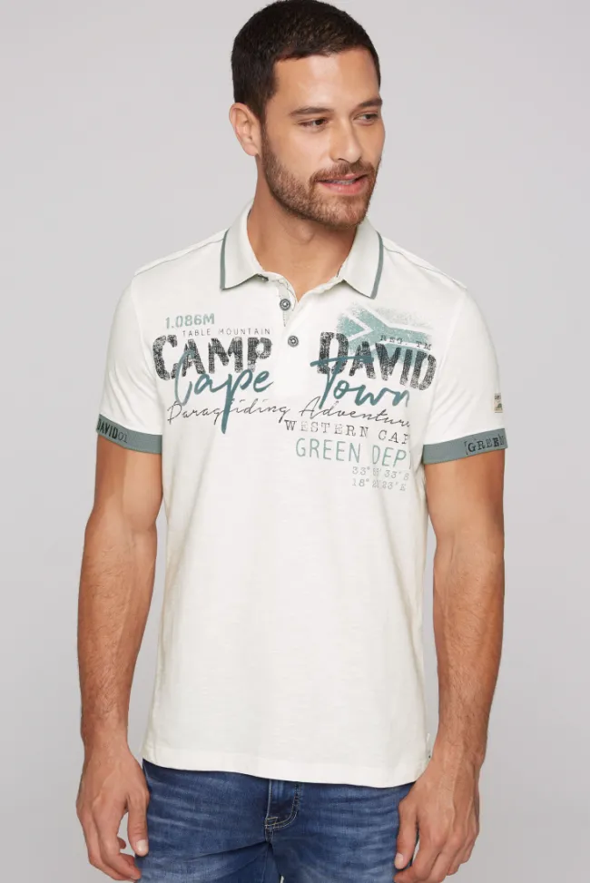 Herren CAMP DAVID & SOCCX Kurzarmpolo mit Flockprint und Tapes