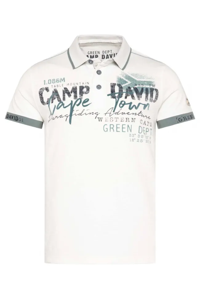Herren CAMP DAVID & SOCCX Kurzarmpolo mit Flockprint und Tapes