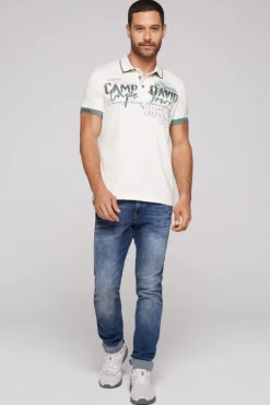 Herren CAMP DAVID & SOCCX Kurzarmpolo mit Flockprint und Tapes