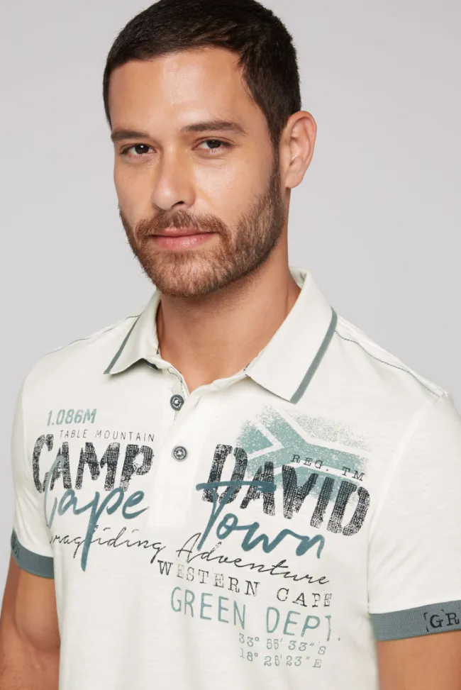 Herren CAMP DAVID & SOCCX Kurzarmpolo mit Flockprint und Tapes