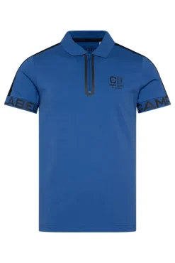 Herren CAMP DAVID & SOCCX Kurzarmpolo mit Folienprints strong blue