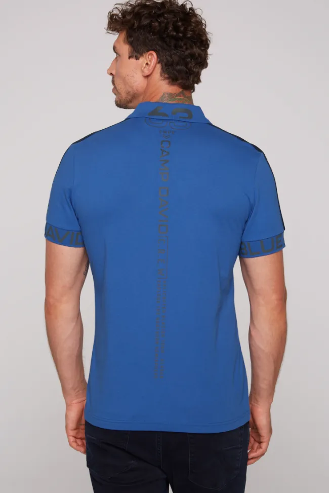 Herren CAMP DAVID & SOCCX Kurzarmpolo mit Folienprints strong blue