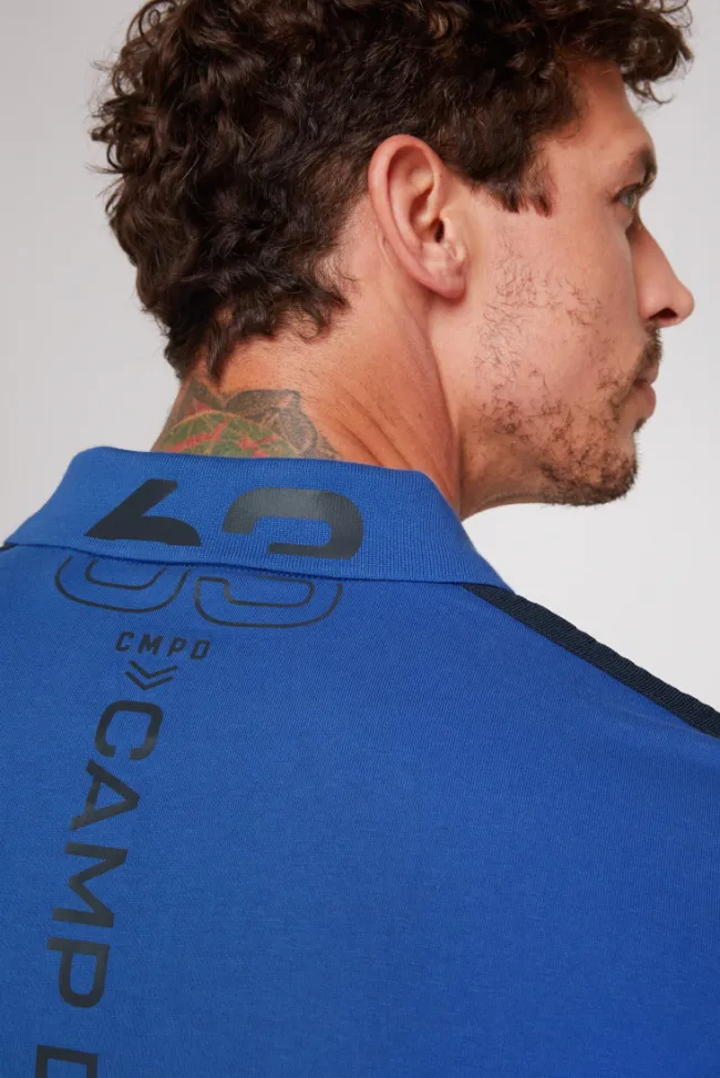 Herren CAMP DAVID & SOCCX Kurzarmpolo mit Folienprints strong blue
