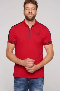 Herren CAMP DAVID & SOCCX Kurzarmpolo mit Folienprints flight red