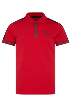 Herren CAMP DAVID & SOCCX Kurzarmpolo mit Folienprints flight red