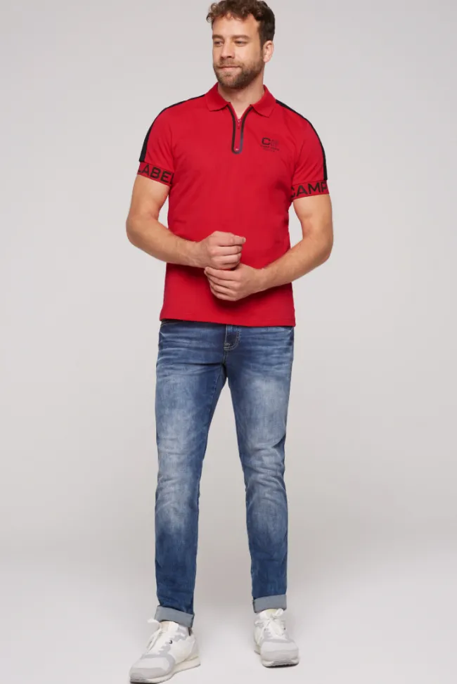 Herren CAMP DAVID & SOCCX Kurzarmpolo mit Folienprints flight red