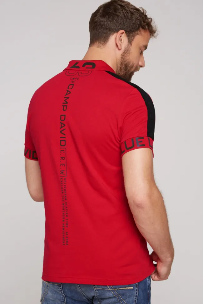 Herren CAMP DAVID & SOCCX Kurzarmpolo mit Folienprints flight red