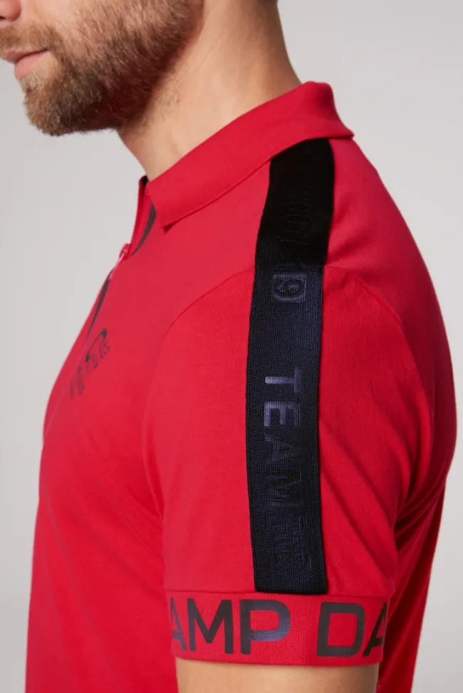 Herren CAMP DAVID & SOCCX Kurzarmpolo mit Folienprints flight red