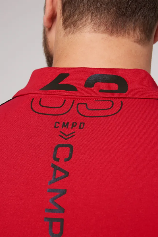 Herren CAMP DAVID & SOCCX Kurzarmpolo mit Folienprints flight red