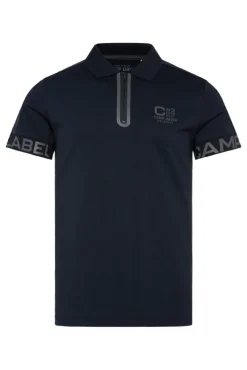 Herren CAMP DAVID & SOCCX Kurzarmpolo mit Folienprints blue navy