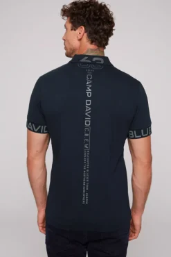Herren CAMP DAVID & SOCCX Kurzarmpolo mit Folienprints blue navy