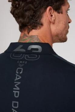 Herren CAMP DAVID & SOCCX Kurzarmpolo mit Folienprints blue navy