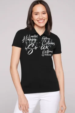 Damen CAMP DAVID & SOCCX Kurzarmpolo mit Print und Pailletten