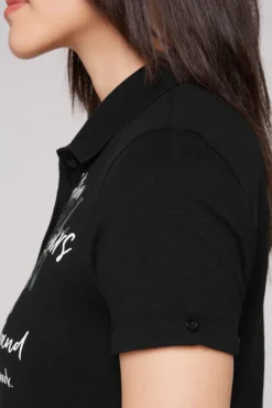 Damen CAMP DAVID & SOCCX Kurzarmpolo mit Print und Pailletten