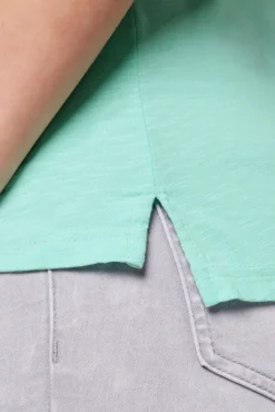 Damen CAMP DAVID & SOCCX Kurzarmpolo mit Print und Pailletten neo aqua