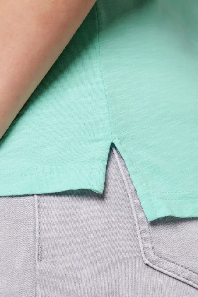Damen CAMP DAVID & SOCCX Kurzarmpolo mit Print und Pailletten neo aqua