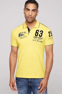 Herren CAMP DAVID & SOCCX Kurzarmpolo Pikee mit Logo Artworks light lime