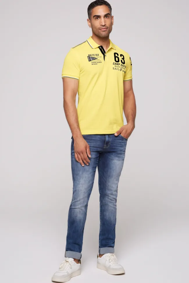 Herren CAMP DAVID & SOCCX Kurzarmpolo Pikee mit Logo Artworks light lime