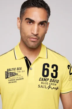 Herren CAMP DAVID & SOCCX Kurzarmpolo Pikee mit Logo Artworks light lime