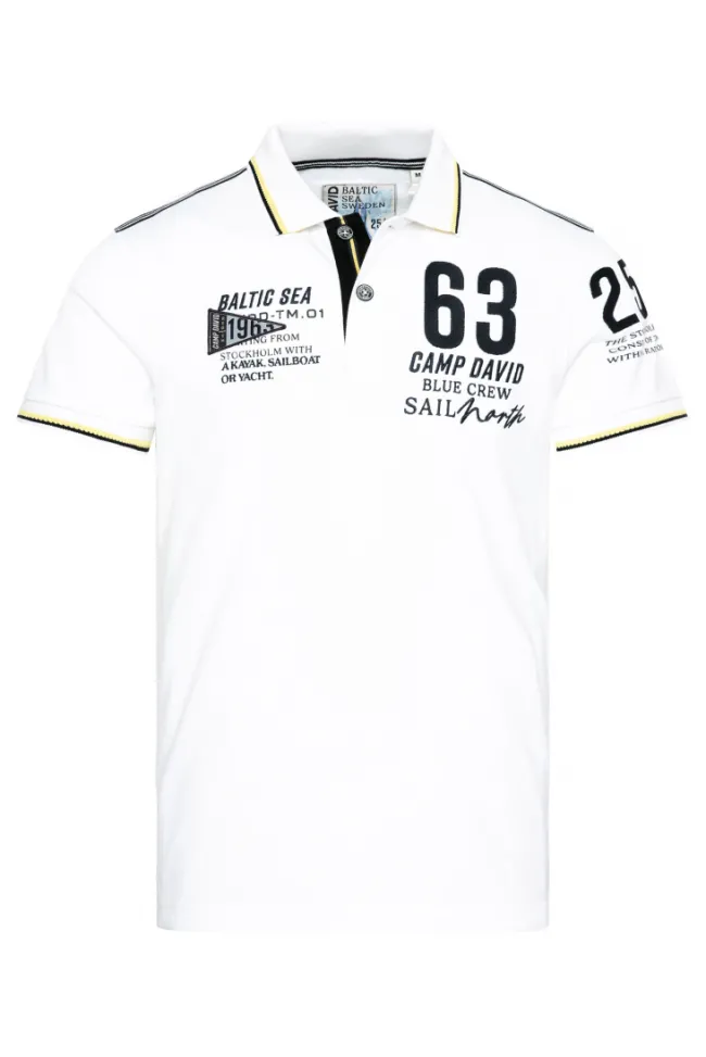 Herren CAMP DAVID & SOCCX Kurzarmpolo Pikee mit Logo Artworks