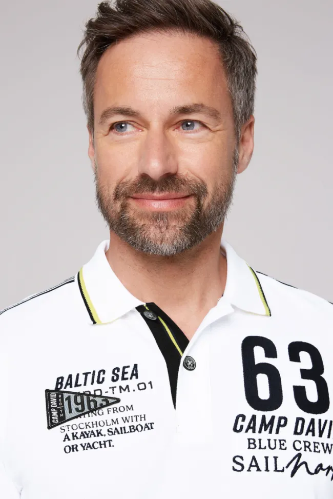 Herren CAMP DAVID & SOCCX Kurzarmpolo Pikee mit Logo Artworks