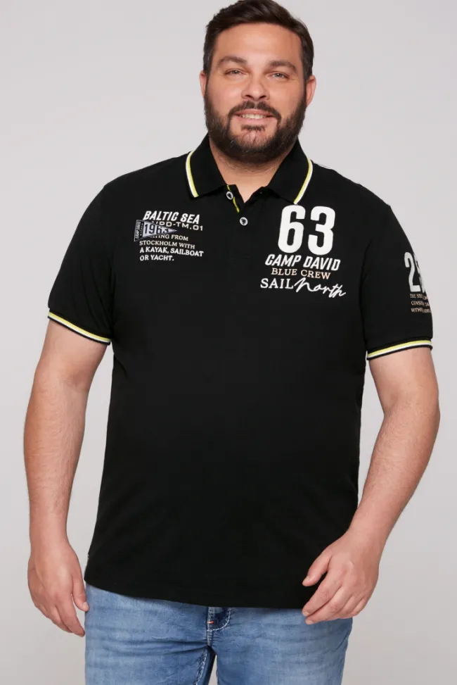 Herren CAMP DAVID & SOCCX Kurzarmpolo Pikee mit Logo Artworks