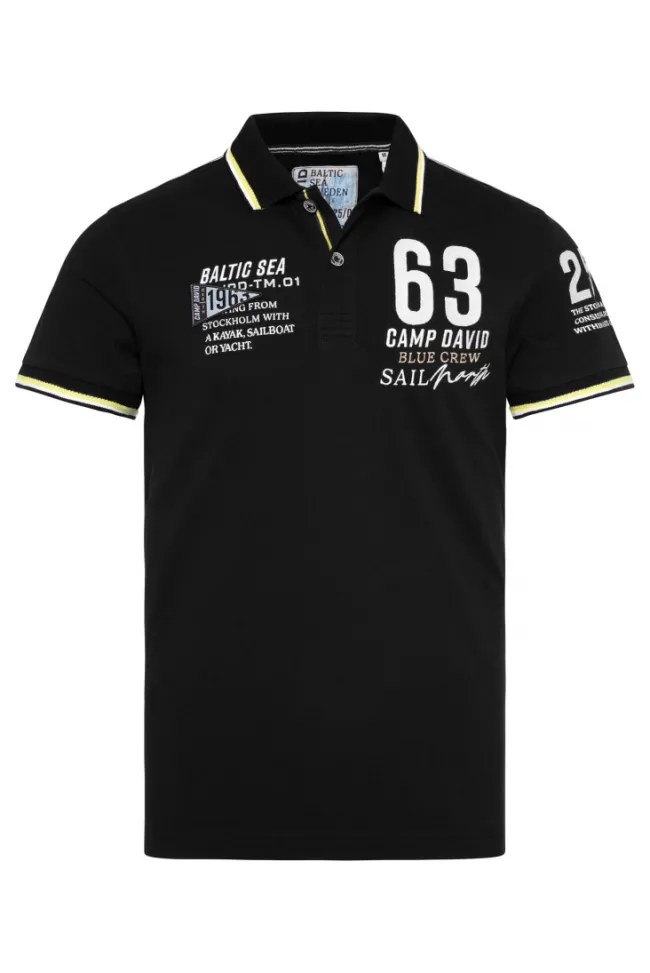 Herren CAMP DAVID & SOCCX Kurzarmpolo Pikee mit Logo Artworks