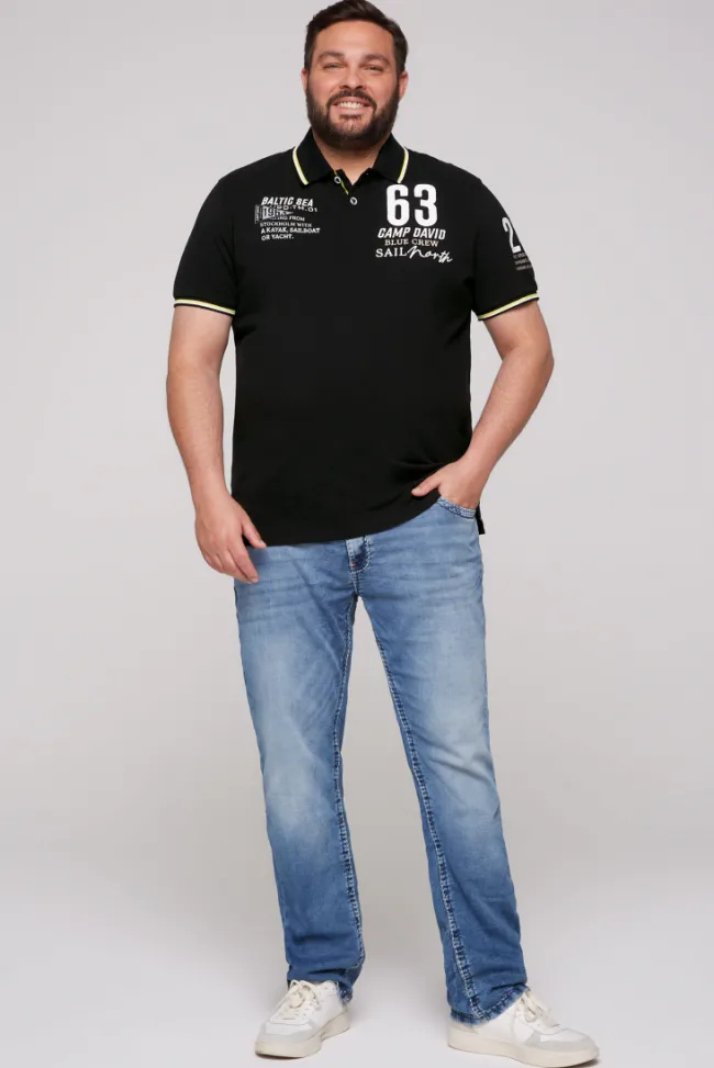 Herren CAMP DAVID & SOCCX Kurzarmpolo Pikee mit Logo Artworks