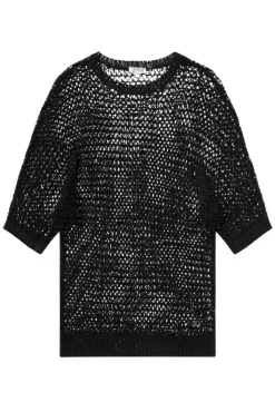 Damen CAMP DAVID & SOCCX Kurzarm-Pullover aus Strukturgarn